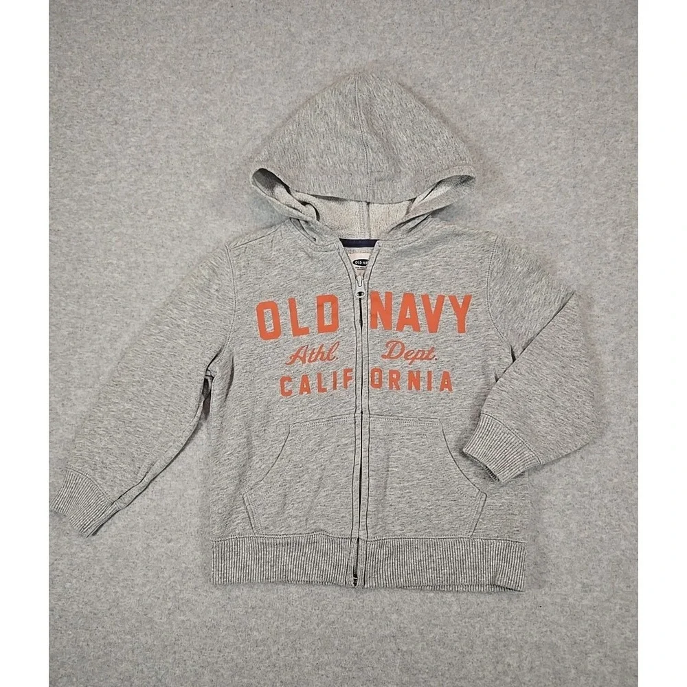 Old Navy Hoodie Boys Size 4T Gray Heather Full Zip Hooded Sweatshirt Fleece